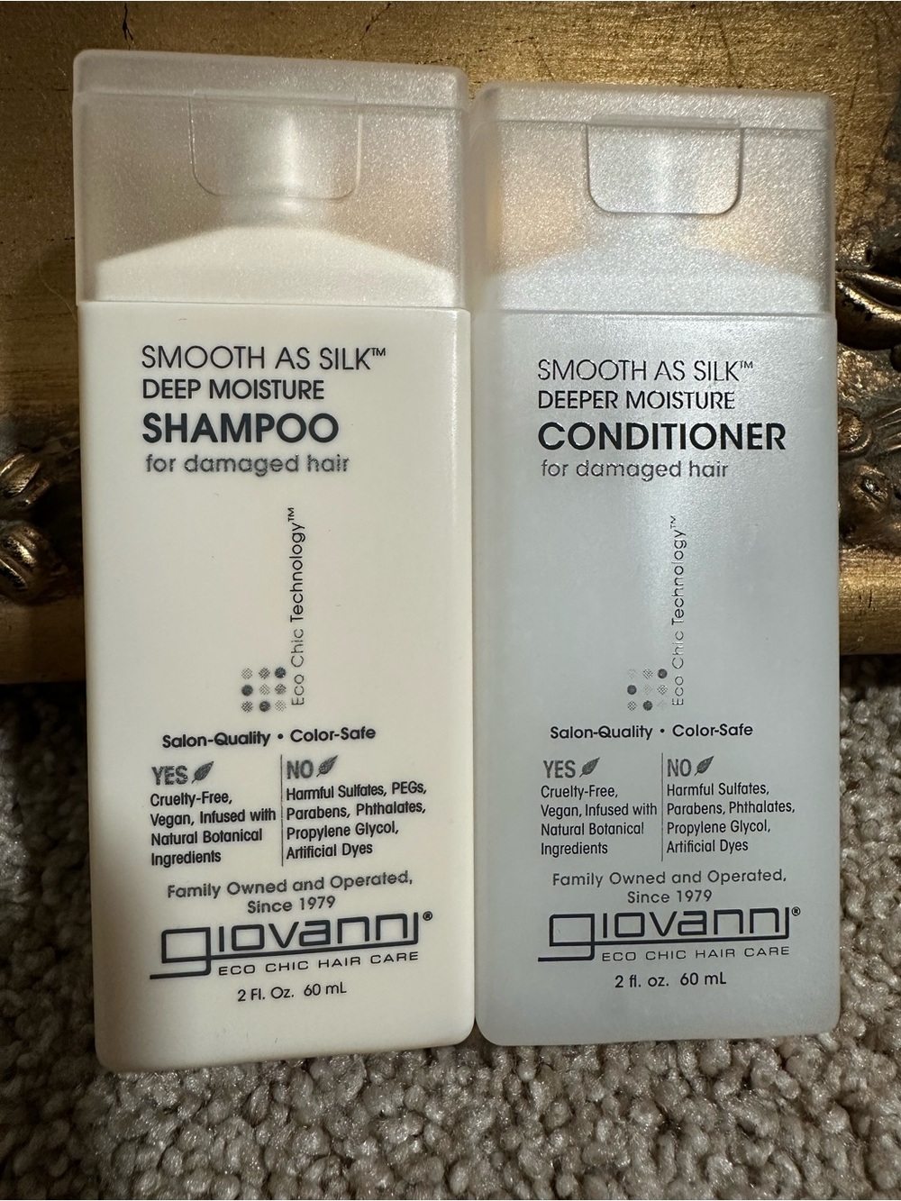 New Giovanni Smooth As Silk Deep Moisture Shampoo + Conditioner 2oz Travel Size